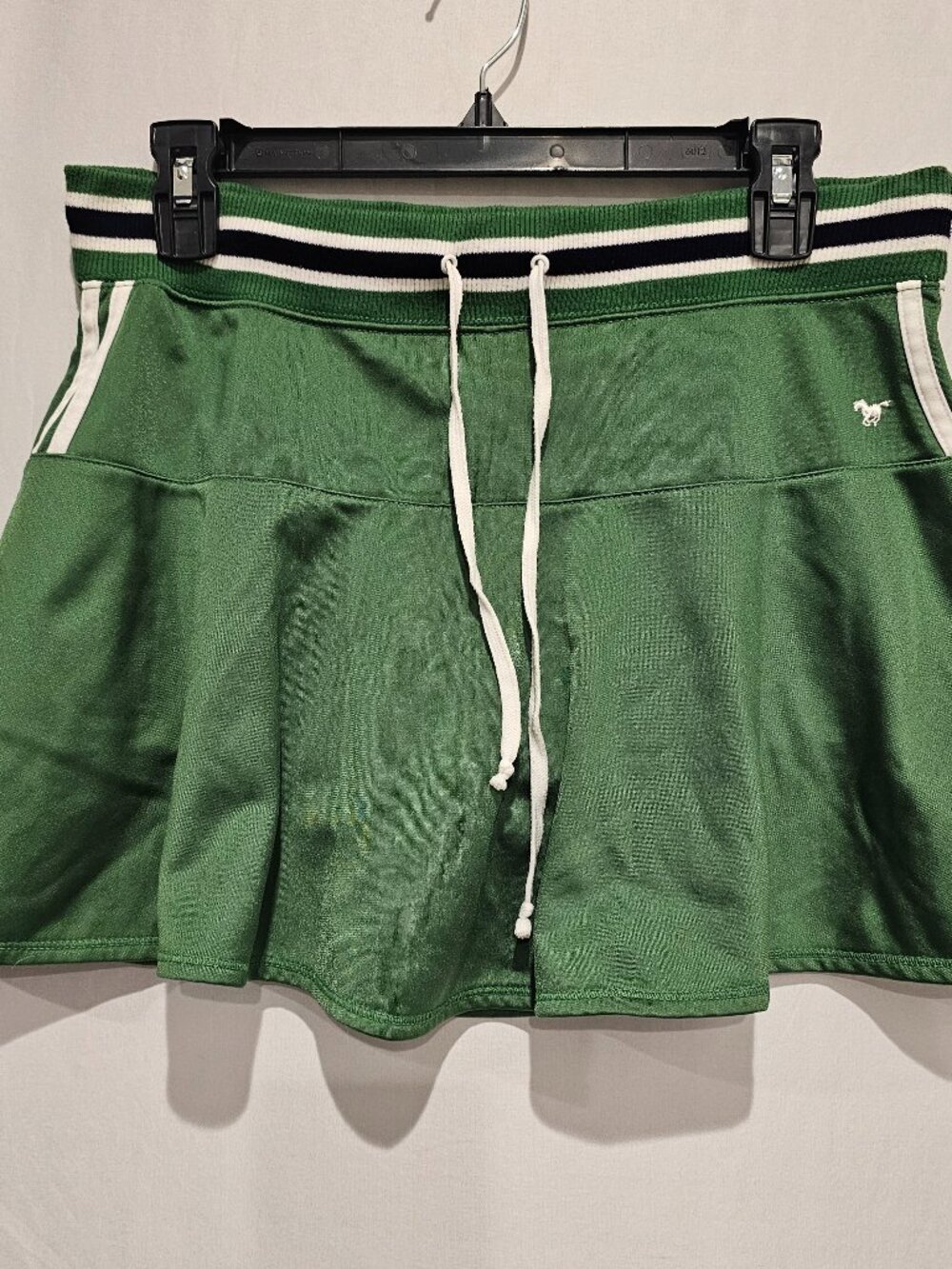 Derek Heart Women's Mini Skort M Green White Striped Shorts Skirt